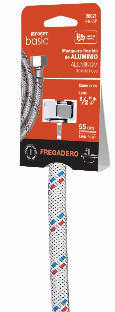 MANGUERA FLEXIBLE FREGADERO 55 CM ALUMIN